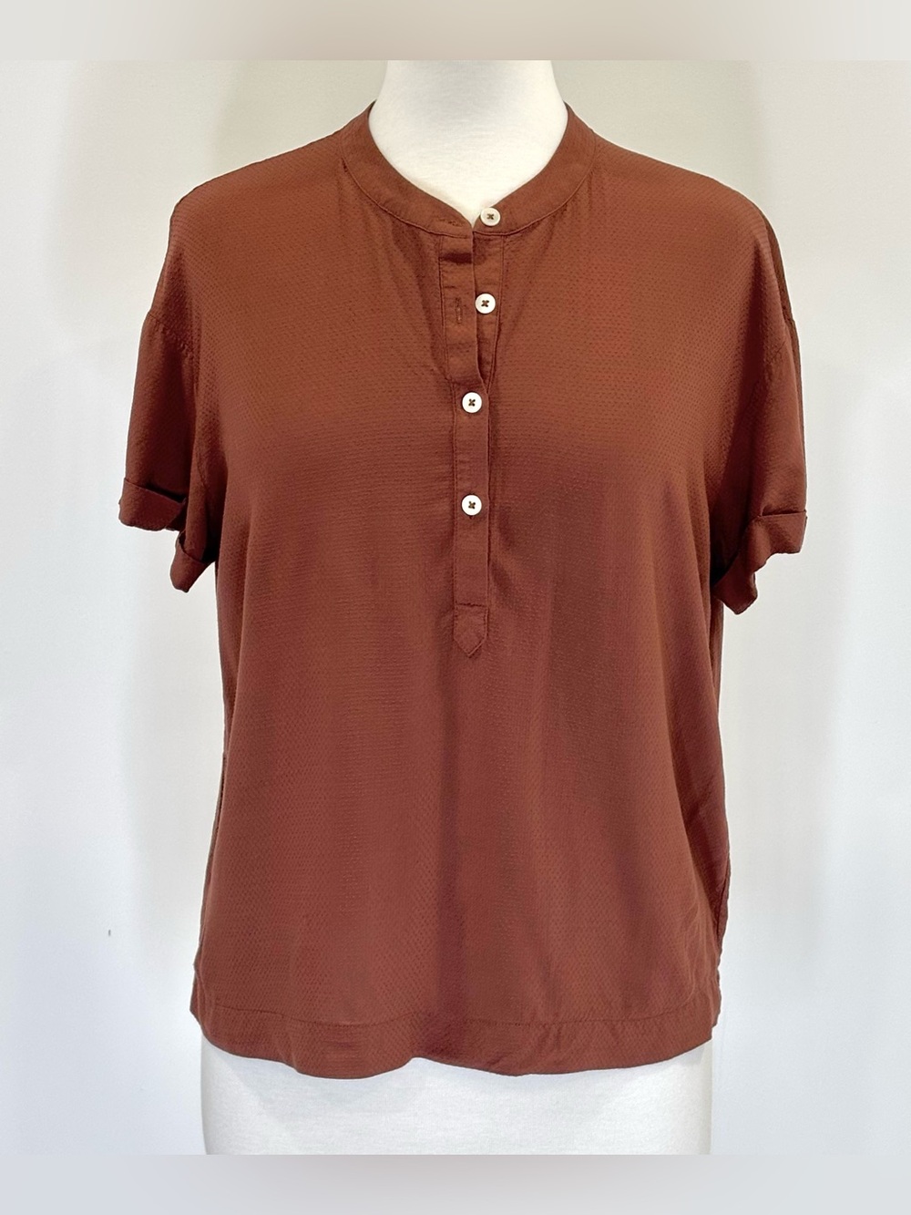 Frank & Oak brown textured shirt
